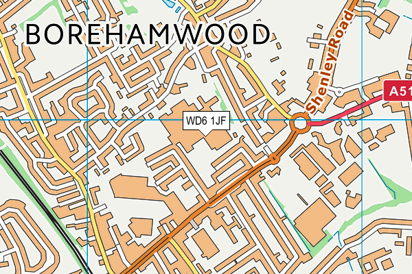 WD6 1JF map - OS VectorMap District (Ordnance Survey)