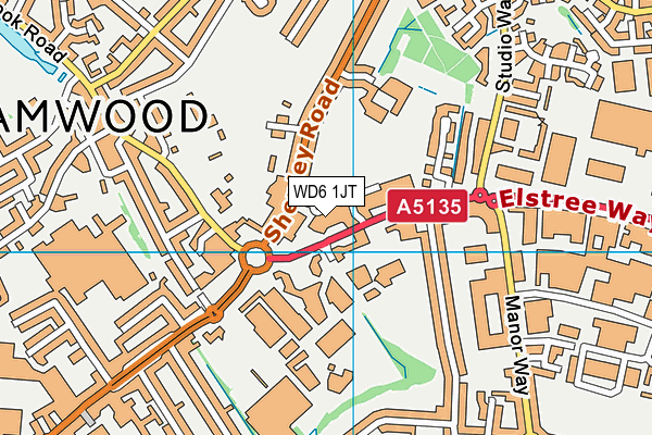 WD6 1JT map - OS VectorMap District (Ordnance Survey)