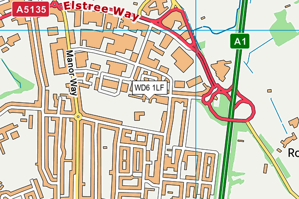 WD6 1LF map - OS VectorMap District (Ordnance Survey)