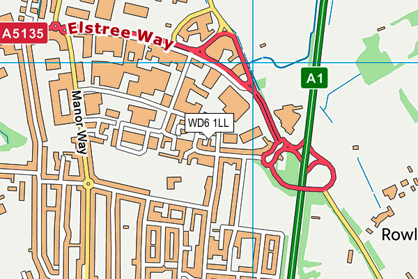 WD6 1LL map - OS VectorMap District (Ordnance Survey)