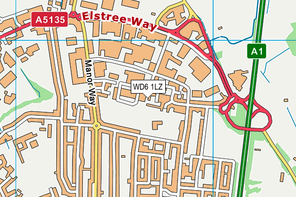 WD6 1LZ map - OS VectorMap District (Ordnance Survey)