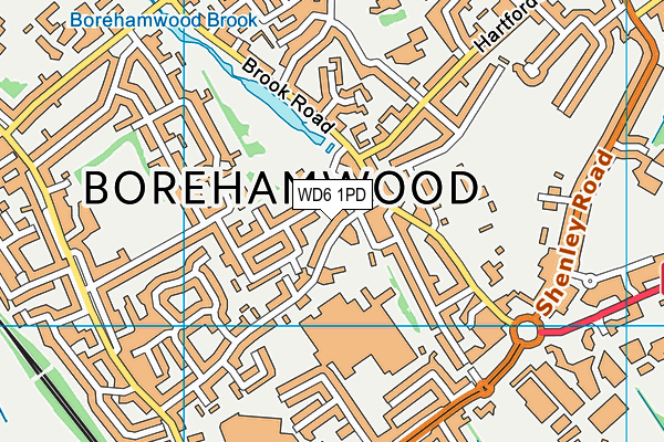 WD6 1PD map - OS VectorMap District (Ordnance Survey)