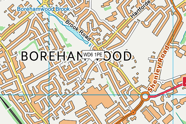 WD6 1PE map - OS VectorMap District (Ordnance Survey)