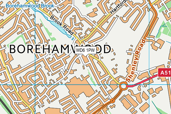 WD6 1PW map - OS VectorMap District (Ordnance Survey)