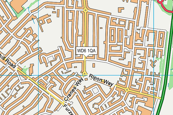 WD6 1QA map - OS VectorMap District (Ordnance Survey)
