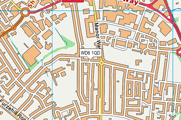 WD6 1QD map - OS VectorMap District (Ordnance Survey)