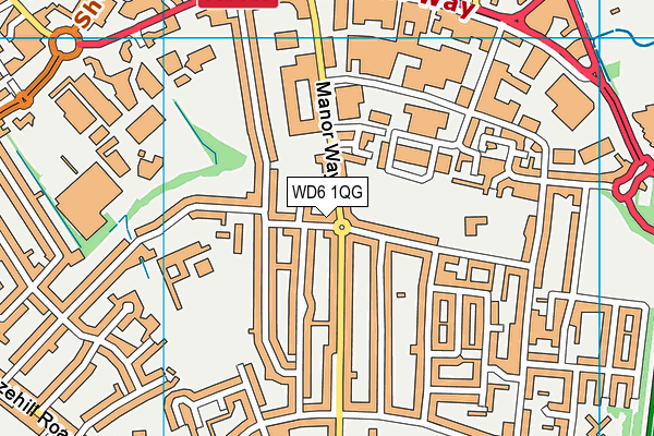 WD6 1QG map - OS VectorMap District (Ordnance Survey)