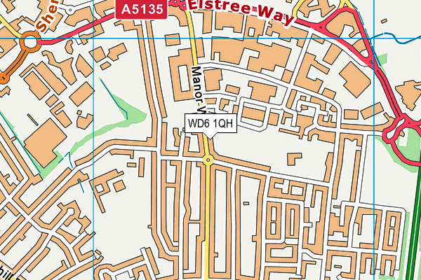 WD6 1QH map - OS VectorMap District (Ordnance Survey)