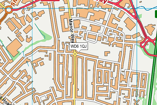 WD6 1QJ map - OS VectorMap District (Ordnance Survey)