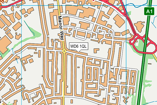 WD6 1QL map - OS VectorMap District (Ordnance Survey)