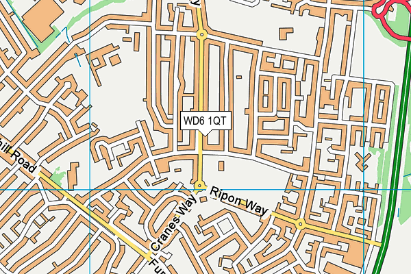 WD6 1QT map - OS VectorMap District (Ordnance Survey)