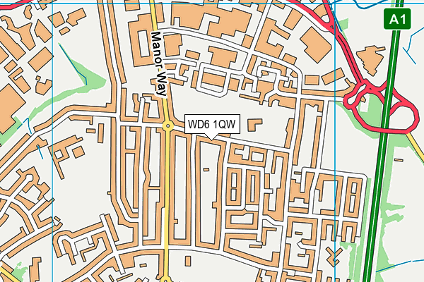 WD6 1QW map - OS VectorMap District (Ordnance Survey)
