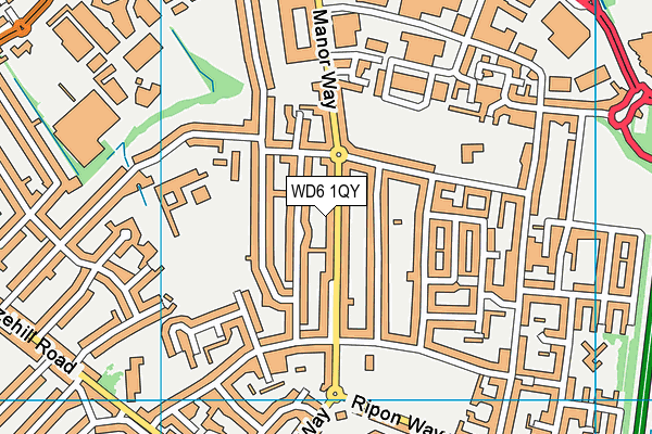 WD6 1QY map - OS VectorMap District (Ordnance Survey)