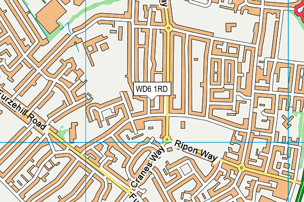WD6 1RD map - OS VectorMap District (Ordnance Survey)