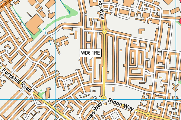 WD6 1RE map - OS VectorMap District (Ordnance Survey)