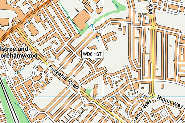 WD6 1ST map - OS VectorMap District (Ordnance Survey)
