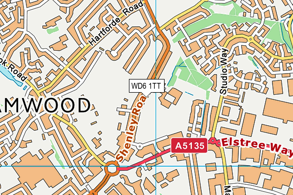 WD6 1TT map - OS VectorMap District (Ordnance Survey)