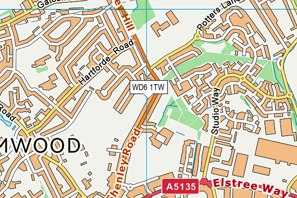 WD6 1TW map - OS VectorMap District (Ordnance Survey)