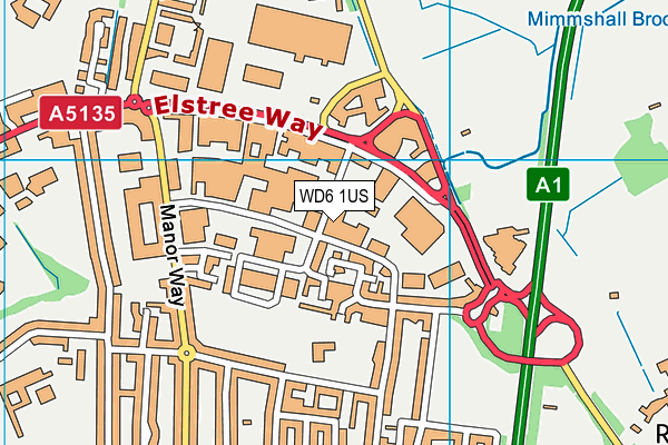WD6 1US map - OS VectorMap District (Ordnance Survey)