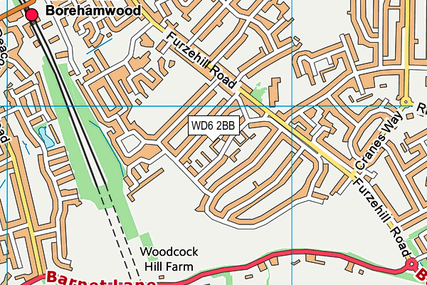 WD6 2BB map - OS VectorMap District (Ordnance Survey)
