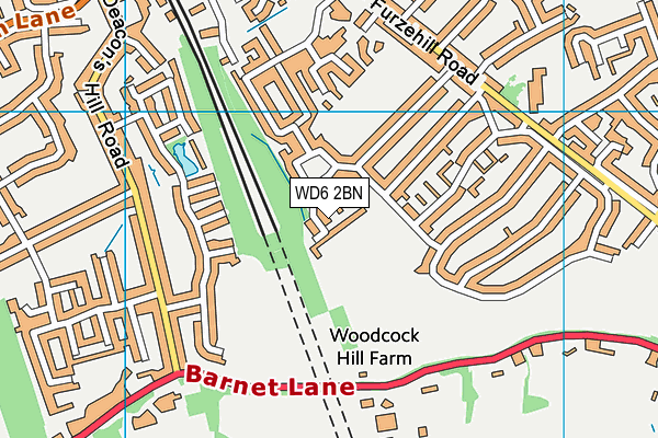 WD6 2BN map - OS VectorMap District (Ordnance Survey)