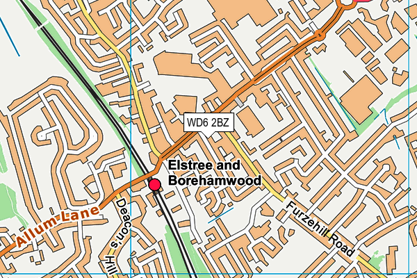 WD6 2BZ map - OS VectorMap District (Ordnance Survey)