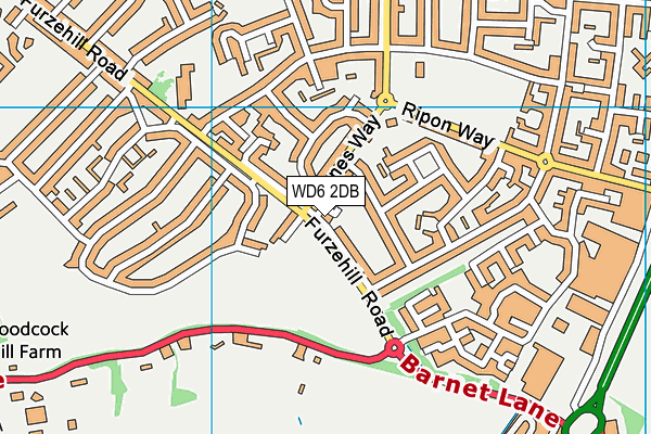 WD6 2DB map - OS VectorMap District (Ordnance Survey)