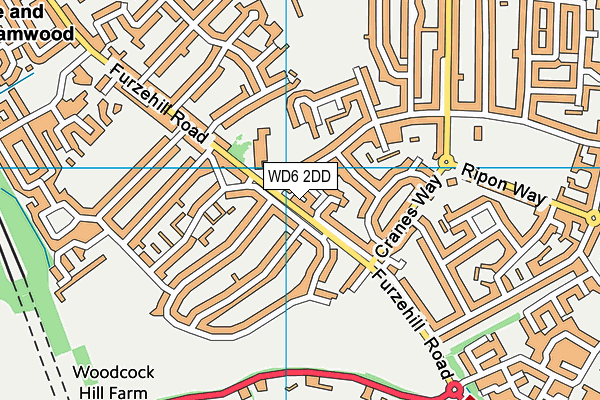 WD6 2DD map - OS VectorMap District (Ordnance Survey)