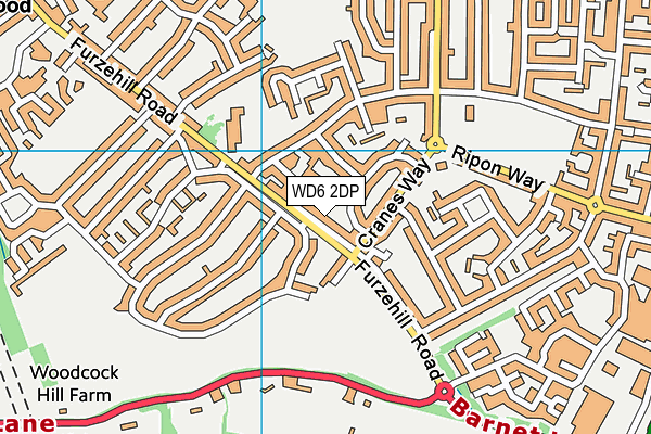 WD6 2DP map - OS VectorMap District (Ordnance Survey)