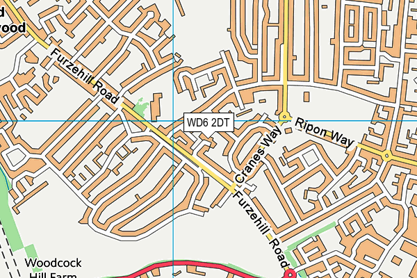 WD6 2DT map - OS VectorMap District (Ordnance Survey)