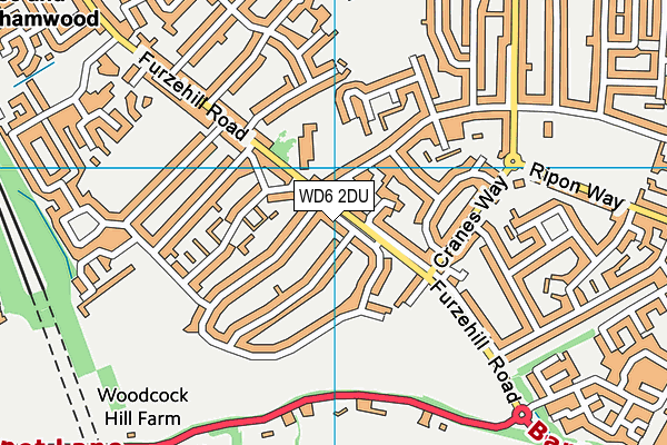 WD6 2DU map - OS VectorMap District (Ordnance Survey)