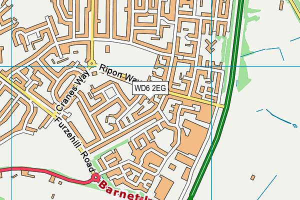 WD6 2EG map - OS VectorMap District (Ordnance Survey)