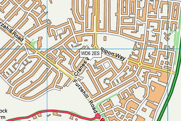 WD6 2ES map - OS VectorMap District (Ordnance Survey)