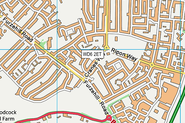 WD6 2ET map - OS VectorMap District (Ordnance Survey)