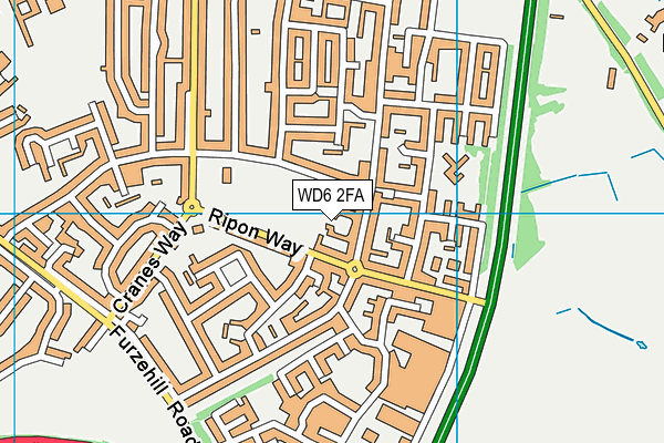 WD6 2FA map - OS VectorMap District (Ordnance Survey)