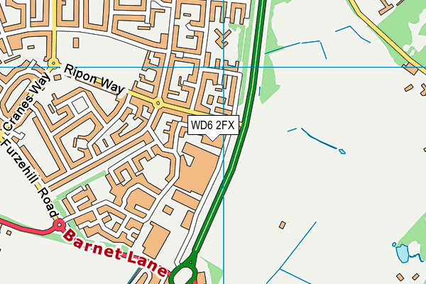 WD6 2FX map - OS VectorMap District (Ordnance Survey)