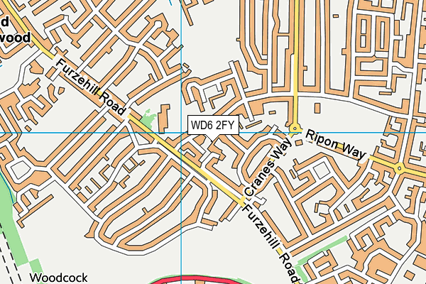 WD6 2FY map - OS VectorMap District (Ordnance Survey)