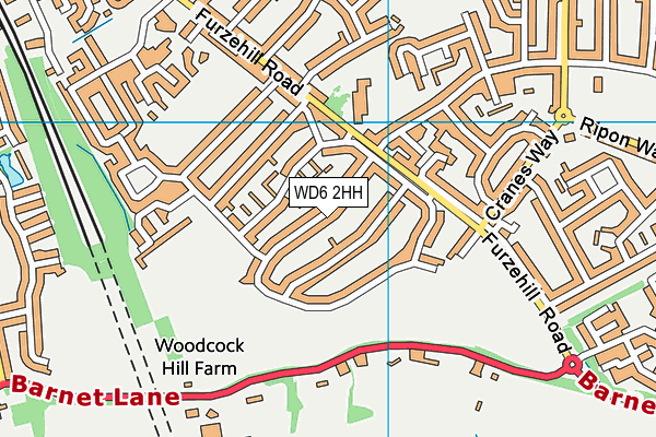 WD6 2HH map - OS VectorMap District (Ordnance Survey)