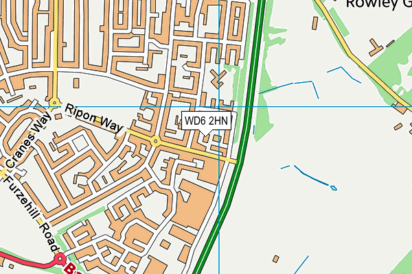 WD6 2HN map - OS VectorMap District (Ordnance Survey)