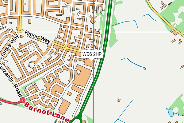 WD6 2HP map - OS VectorMap District (Ordnance Survey)