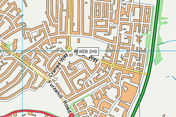 WD6 2HS map - OS VectorMap District (Ordnance Survey)