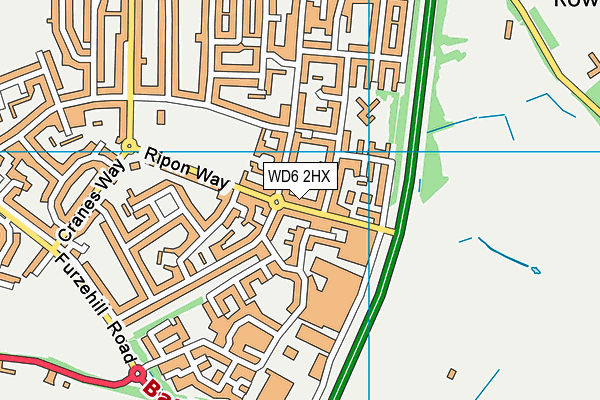 WD6 2HX map - OS VectorMap District (Ordnance Survey)