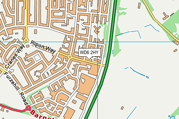 WD6 2HY map - OS VectorMap District (Ordnance Survey)