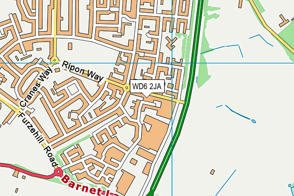WD6 2JA map - OS VectorMap District (Ordnance Survey)
