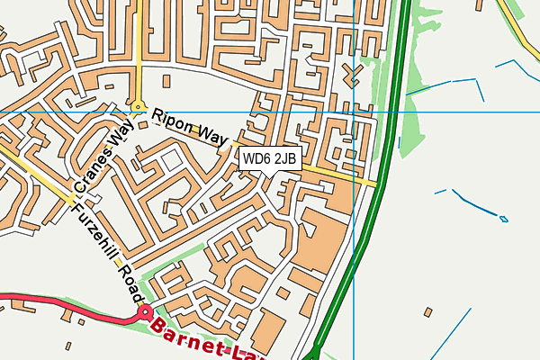 WD6 2JB map - OS VectorMap District (Ordnance Survey)