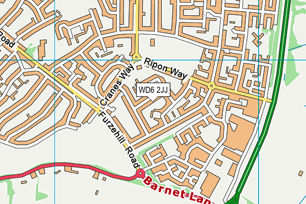 WD6 2JJ map - OS VectorMap District (Ordnance Survey)