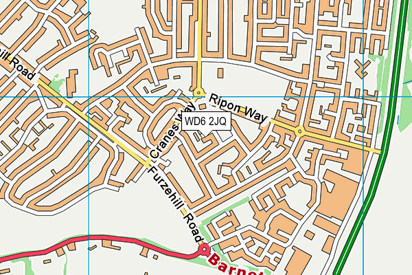 WD6 2JQ map - OS VectorMap District (Ordnance Survey)