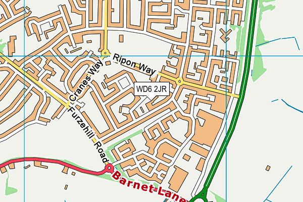 WD6 2JR map - OS VectorMap District (Ordnance Survey)