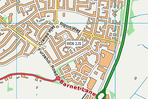 WD6 2JS map - OS VectorMap District (Ordnance Survey)