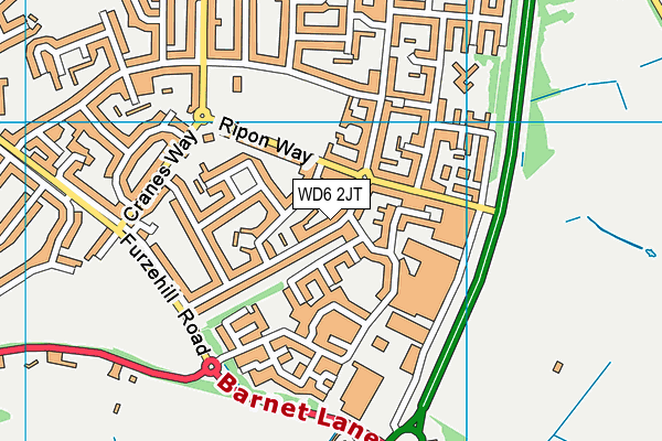 WD6 2JT map - OS VectorMap District (Ordnance Survey)